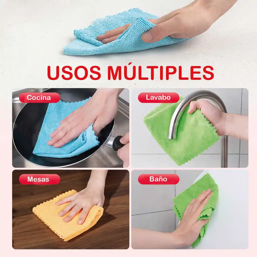 Set De 12 Paños Micro Fibra 30 X 30 Cm