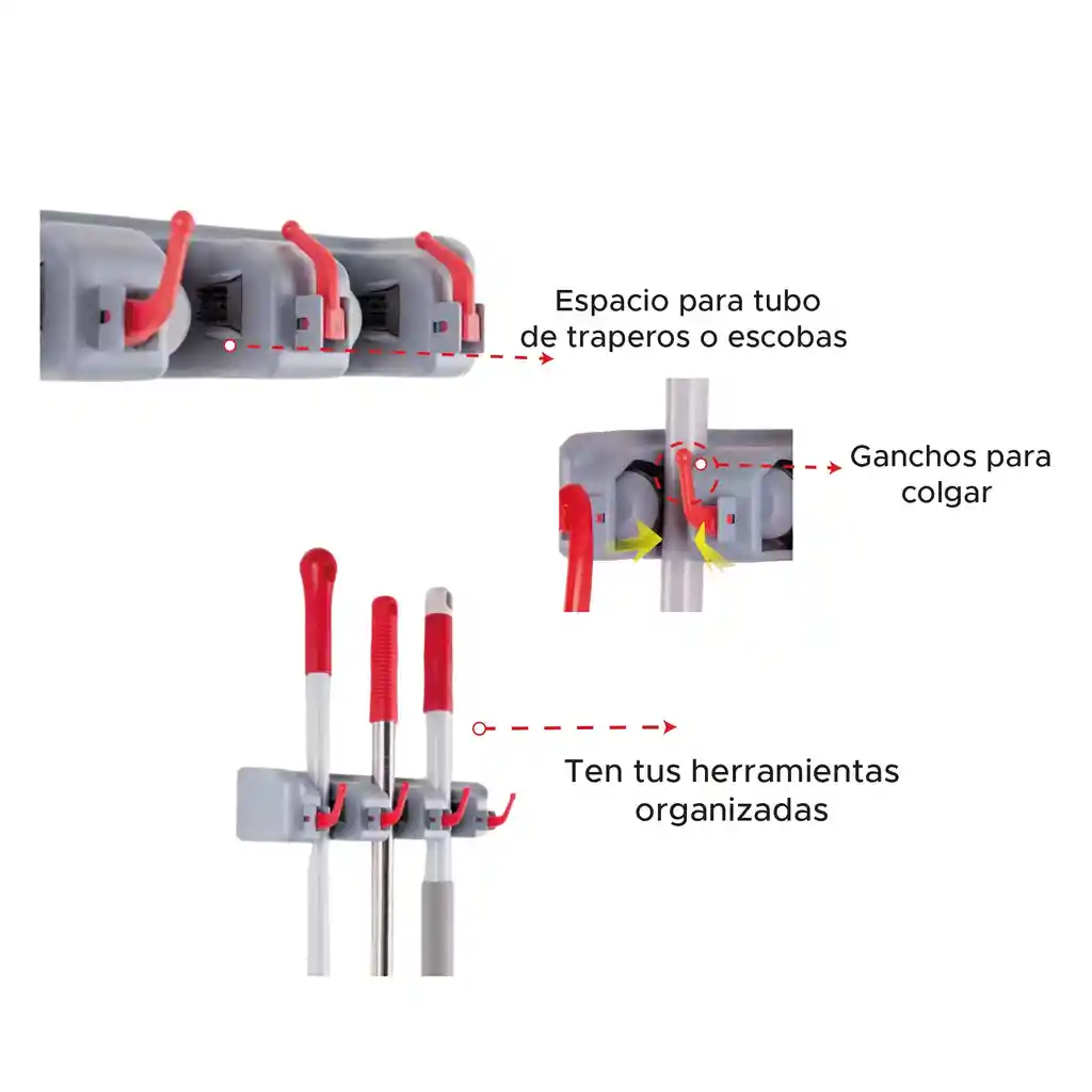 Soporte Para Traperos Y Escobas 5 Puestros
