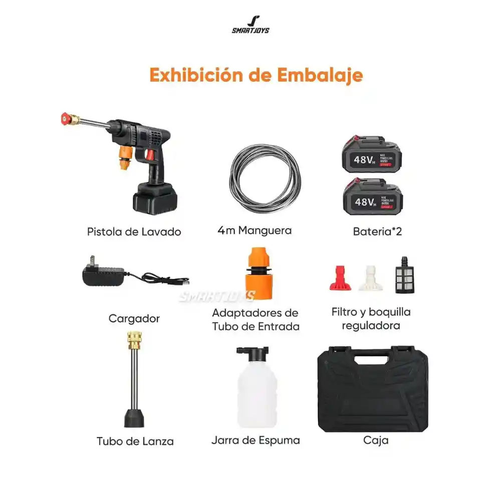 Hidrolavadora Portátil Inalámbrica 2 Baterías 48v Recargable