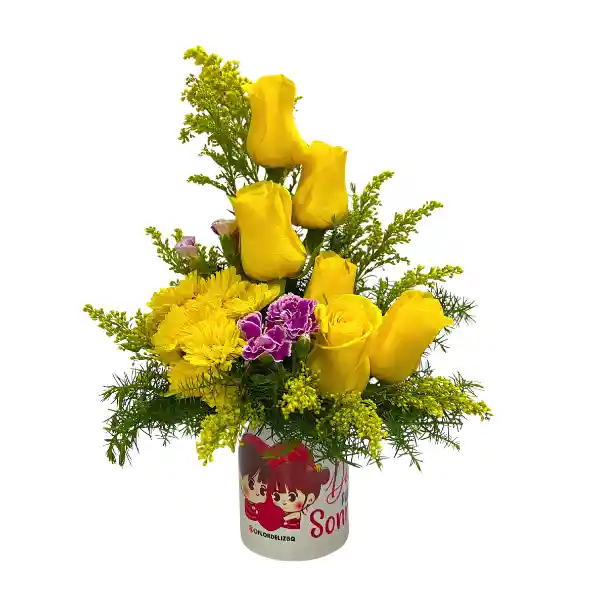 Mug En Rosas Amarillas