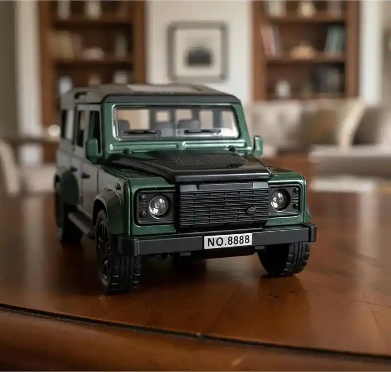 Vehículo Land Rover Defender Escala 1:32 Color Verde Militar