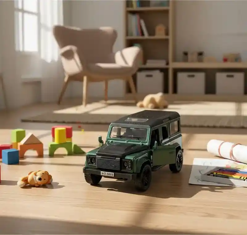 Vehículo Land Rover Defender Escala 1:32 Color Verde Militar