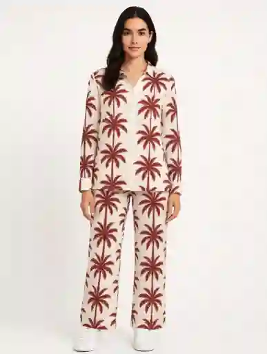 Set Para Mujer Pantalón Y Blusa Mangas- The Palmer Beige Sm