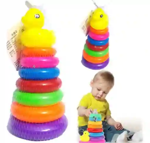 Juego Torre De Aros Para Encaje Pato Para Motricidad