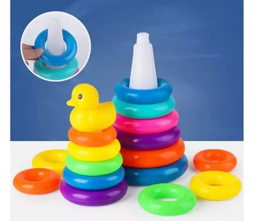 Juego Torre De Aros Para Encaje Pato Para Motricidad