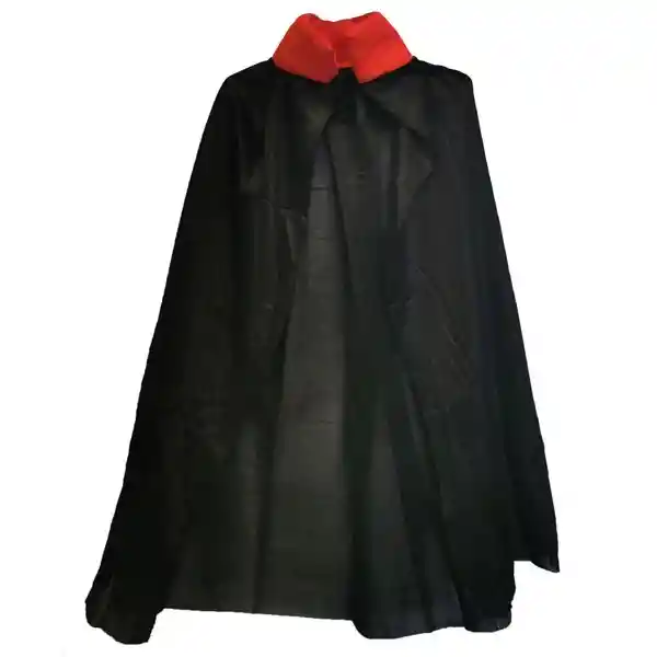 Halloween Capa Negra Cuello Rojo Vampiro Dracula Disfraz