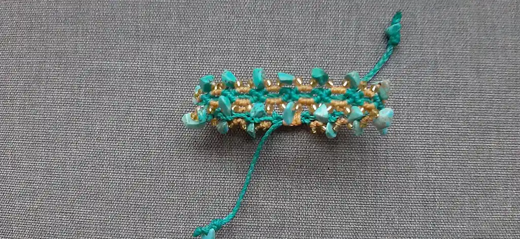 Pulsera De Micro Macramé Con Piedra Turquesa