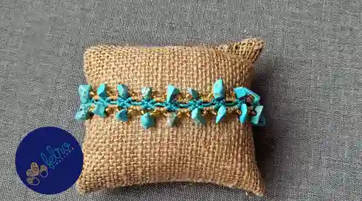 Pulsera De Micro Macramé Con Piedra Turquesa
