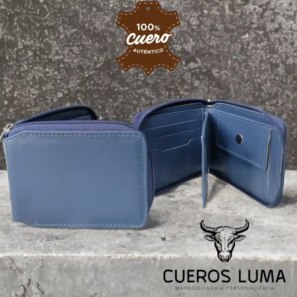 Billetera Cremallera Azul