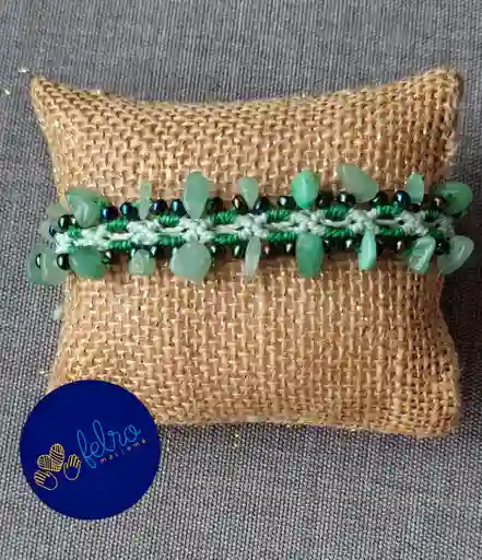 Pulsera De Micro Macramé Con Piedra De Jade