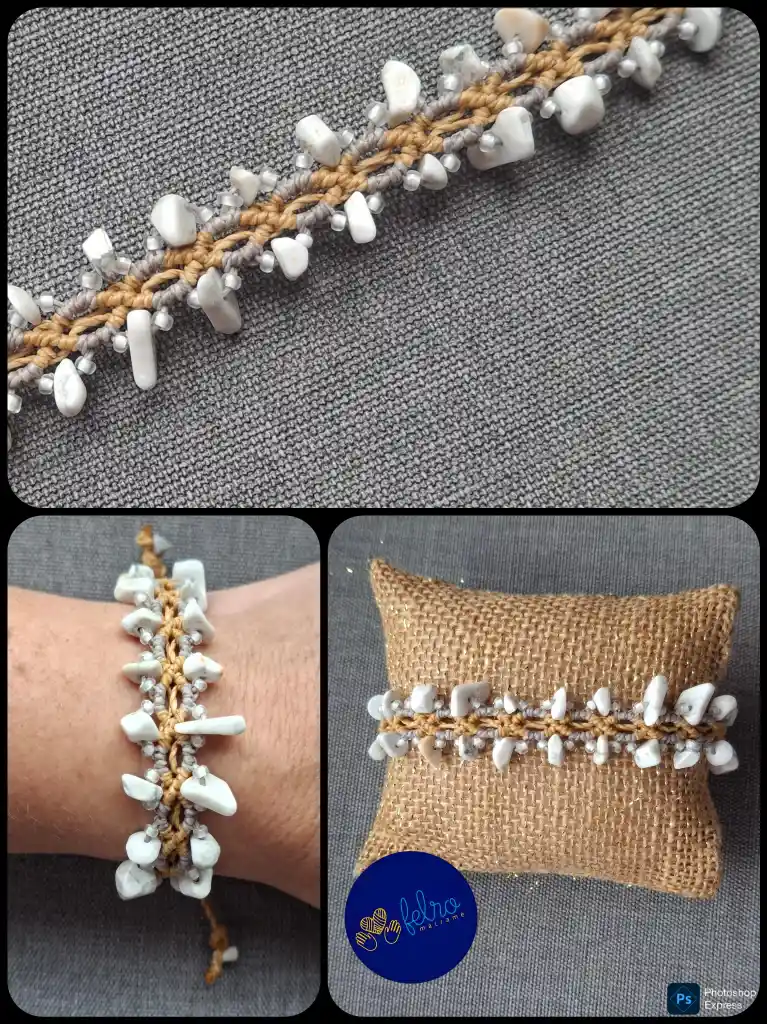 Pulsera De Micro Macramé Con Piedra De Howlite