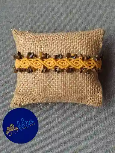 Pulsera De Micro Macramé Con Piedra Ojo De Tigre