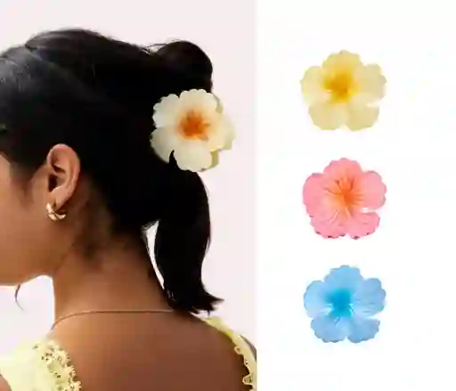 Set X 3 Pinza Caimán Gancho Flor Hawaiana Pelo Cabello