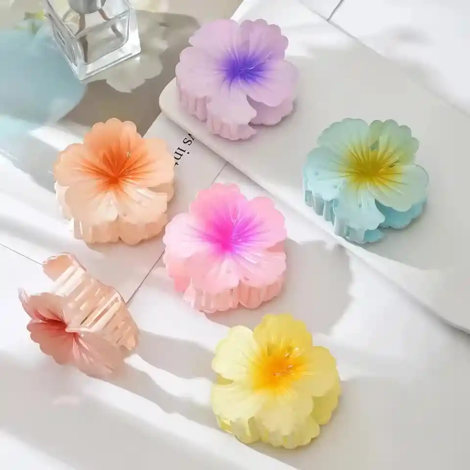Set X 3 Pinza Caimán Gancho Flor Hawaiana Pelo Cabello
