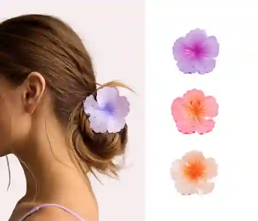 Set X 3 Pinza Caimán Gancho Flor Hawaiana Pelo Cabello