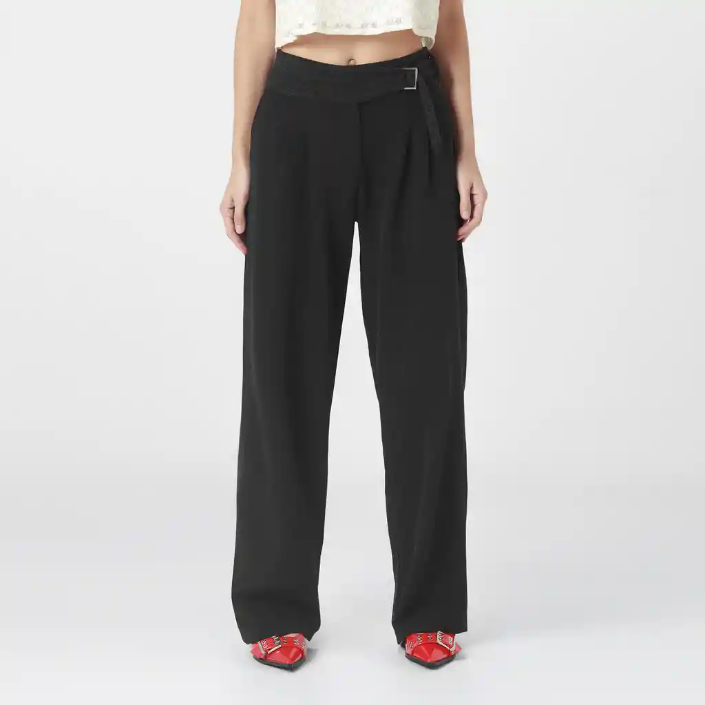 Pantalon Tiro Alto Bota Recta Color-negro-8