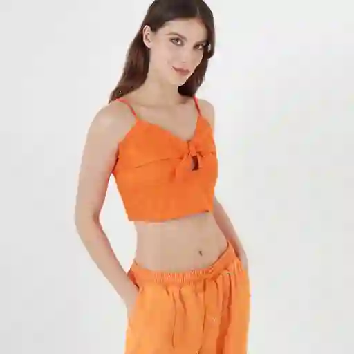 Blusa Cuello V Manga Tiras Color-naranja-m