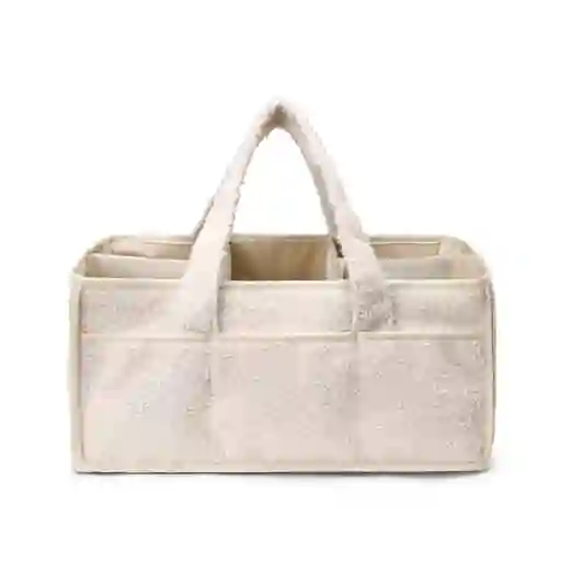 Bolso Organizador Gris De Pañales Para Bebé, Con Compartimientos Separados, Asas Para Agarre Fácil, Hecho En Felpa, Ideal Para Diversos Artículos Del Bebé