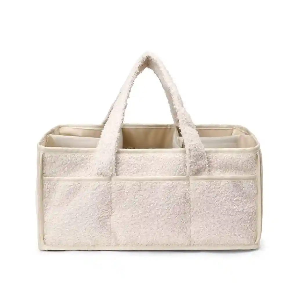 Bolso Organizador Gris De Pañales Para Bebé, Con Compartimientos Separados, Asas Para Agarre Fácil, Hecho En Felpa, Ideal Para Diversos Artículos Del Bebé