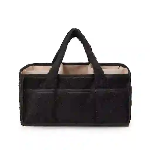 Bolso Organizador Negro De Pañales Para Bebé, Con Compartimientos Separados, Asas Para Agarre Fácil, Hecho En Felpa, Ideal Para Diversos Artículos Del Bebé