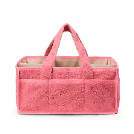 Bolso Organizador Rosa De Pañales Para Bebé, Con Compartimientos Separados, Asas Para Agarre Fácil, Hecho En Felpa, Ideal Para Diversos Artículos Del Bebé