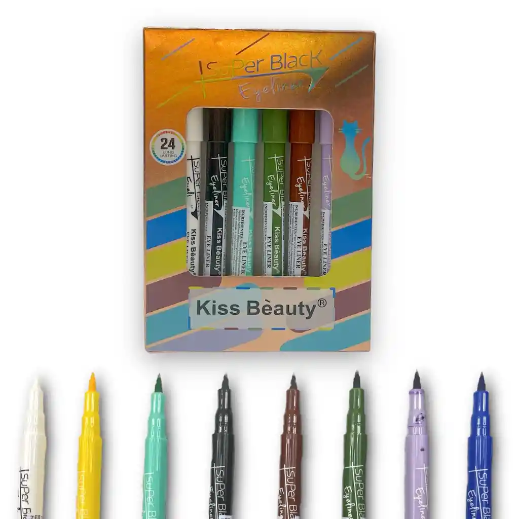Delineador De Colores Con Tapa De Gato Marca Kiss Beauty
