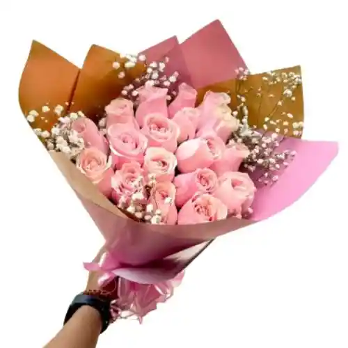 Flores Bouquet 24 Rosas Rosadas