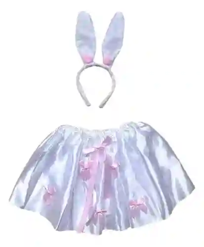 Halloween Tutu Blanco De Conejita Con Balaca Para Niñas