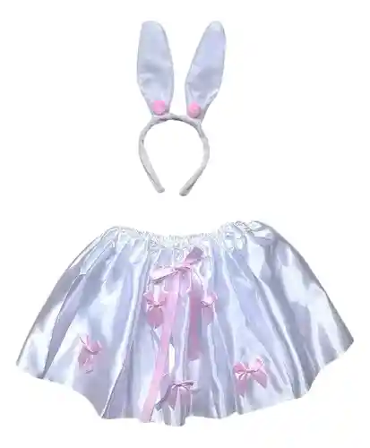 Halloween Tutu Blanco De Conejita Con Balaca Para Niñas
