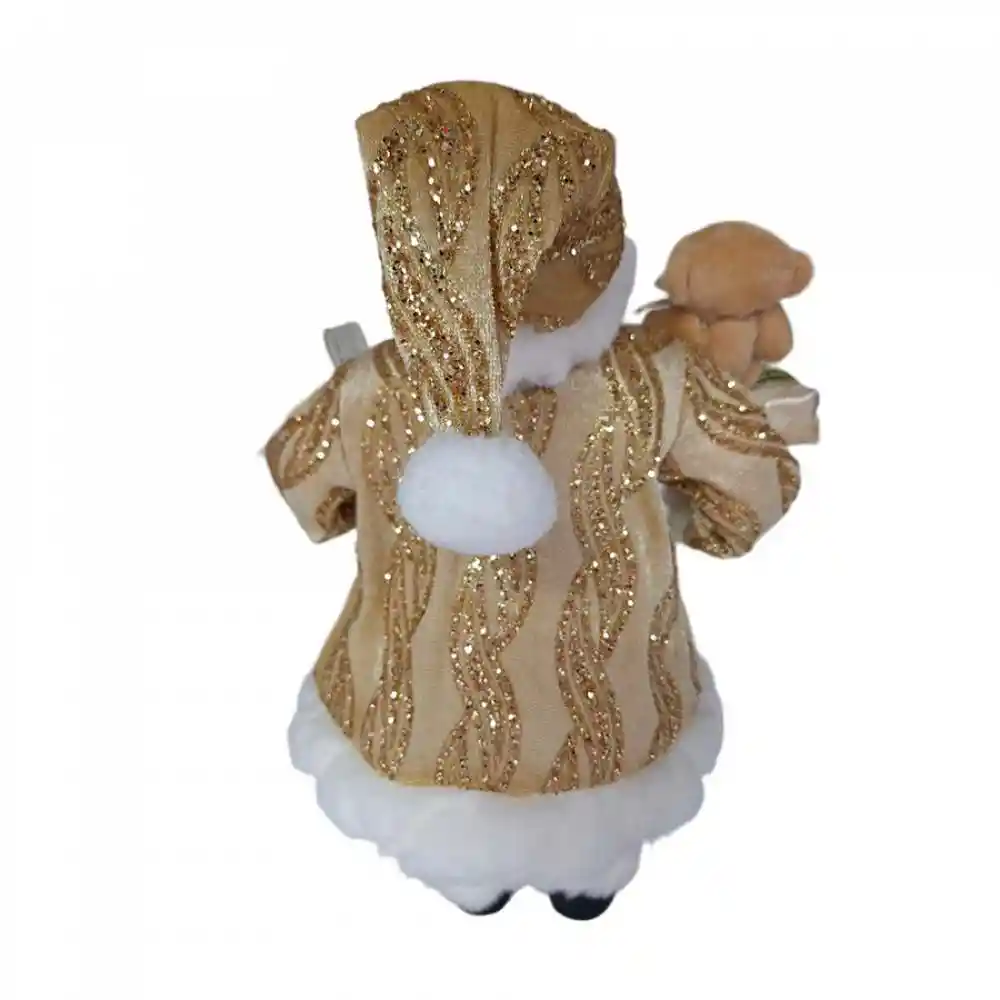Santa De Pie Expressions Con Oso 20x30cm Dorado Poliester