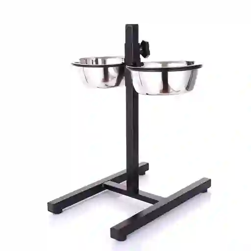 Comedero Elevado Ajustable En Acero Pc87 21 Cm