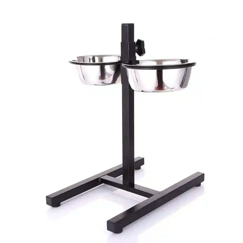 Comedero Elevado Ajustable En Acero Pc87 21 Cm