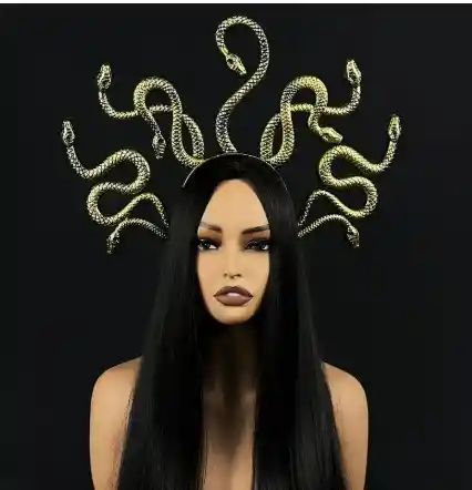 Diadema Plástica Serpiente Medusa Dorada Y Plateada Cosplay De Horror Disfraz Halloween