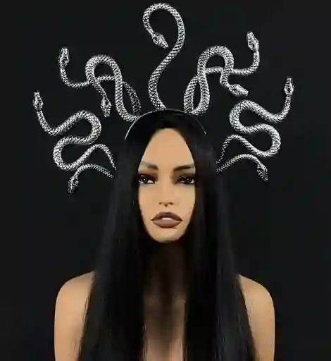 Diadema Plástica Serpiente Medusa Dorada Y Plateada Cosplay De Horror Disfraz Halloween
