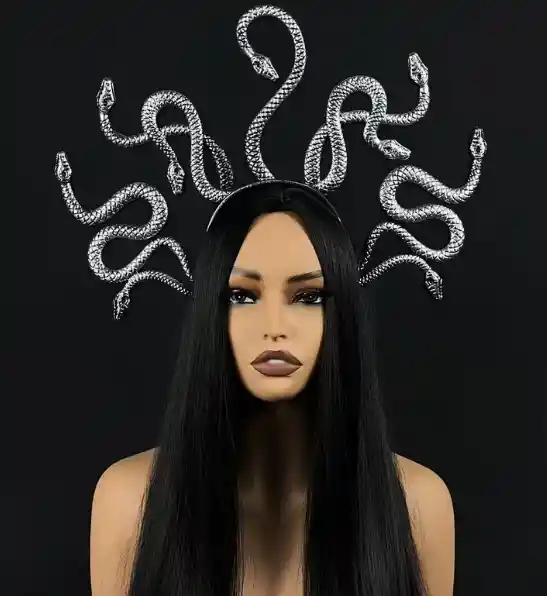 Diadema Plástica Serpiente Medusa Dorada Y Plateada Cosplay De Horror Disfraz Halloween