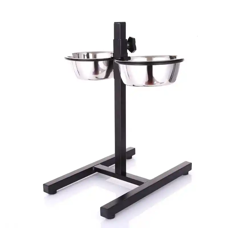 Comedero Elevado Ajustable En Acero Pc87 17 Cm