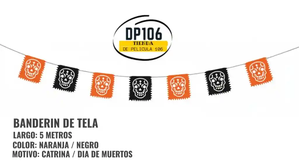 Banderin De Tela Catrina / Dia De Muertos / Decoracion Halloween X 5 Metros