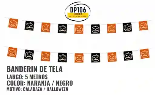 Banderin De Tela Calabaza Decoracion Halloween X 5 Metros