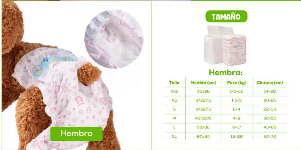Pañal Para Mascotas Pp63 Hembra L