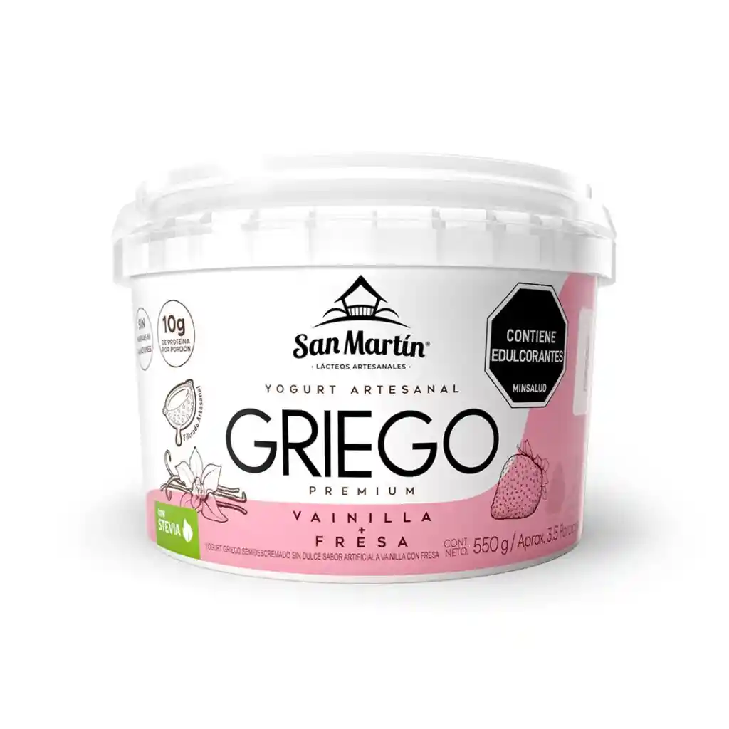 Yogurt Griego Vainilla+fresa X550gr San Martin