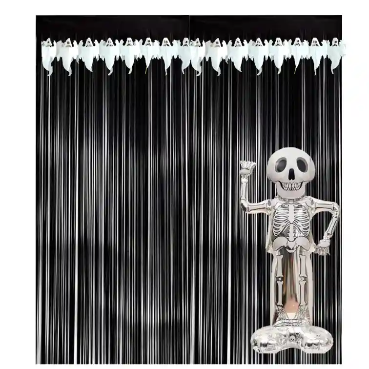 Cortinas Globo Esqueleto Fantasmas Halloween Decorativa