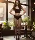 Medias Malla Pantimedia Con Brillo Lencería Femenina Sexy Negro