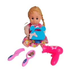 Muñeca Bebe Con Vestido + Accesorios De Belleza Juguete Niña