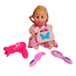 Muñeca Bebe Con Vestido + Accesorios De Belleza Juguete Niña