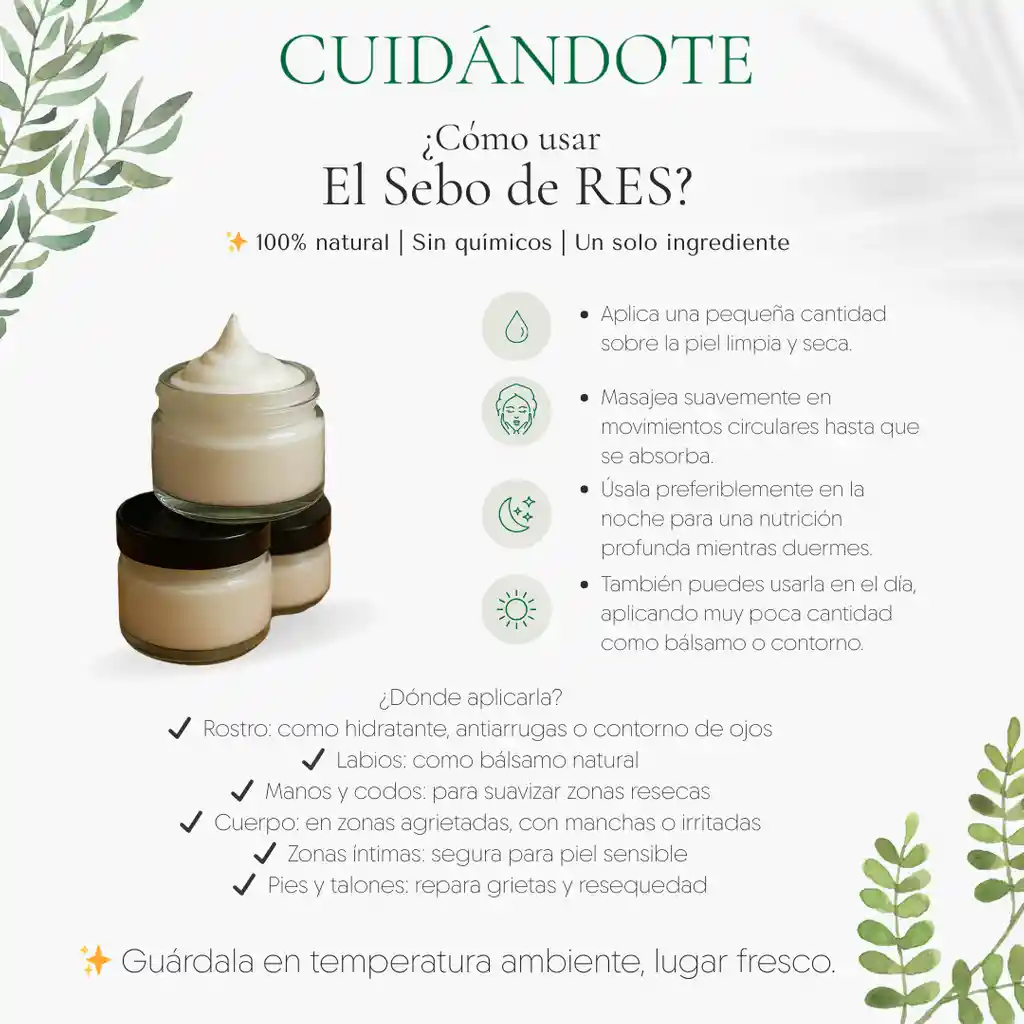 Sebo De Res 100% Natural