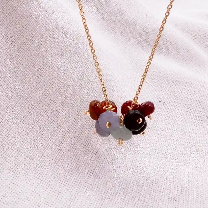Collar Racimo Piedras Multicolor