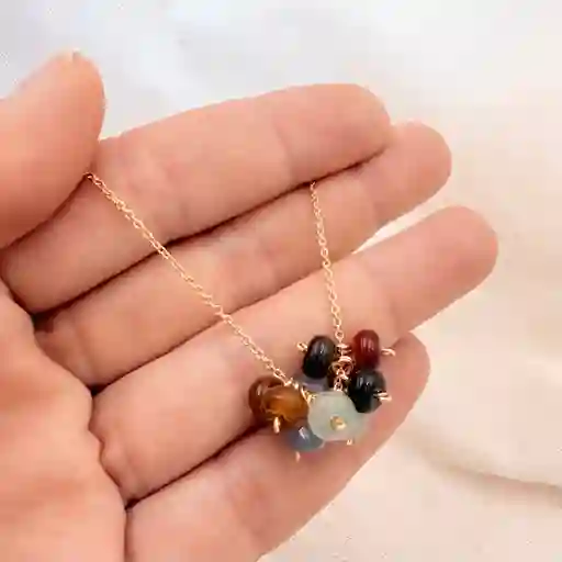 Collar Racimo Piedras Multicolor