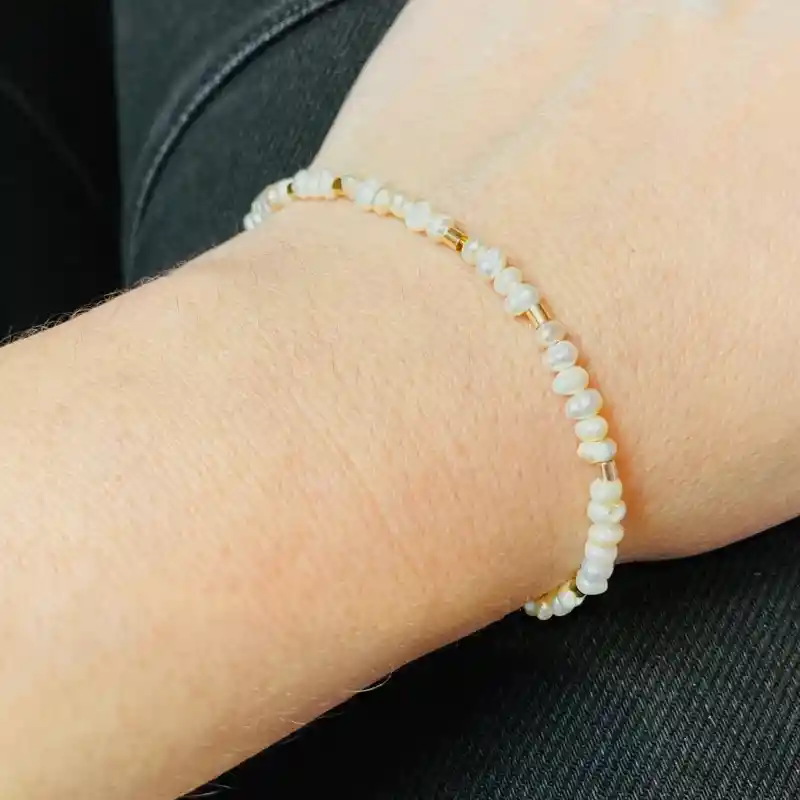 Pulsera Perlitas Naturales Con Mostacillas