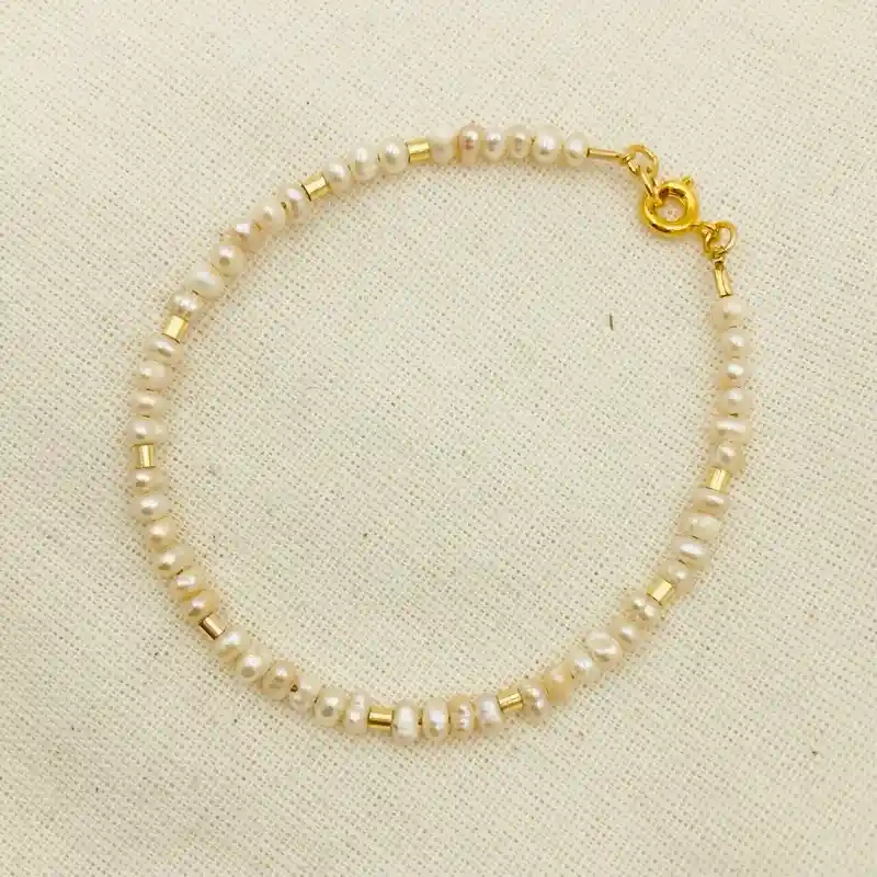 Pulsera Perlitas Naturales Con Mostacillas