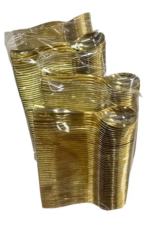 Cucharita Dorada Miniatura 10 Cms X 50 Unds, Minicuchara Dorada X 50 Unds